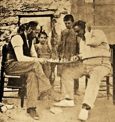 Cajal y el Dr. Olóriz. Miraflores de la Sierra, Madrid, 1898